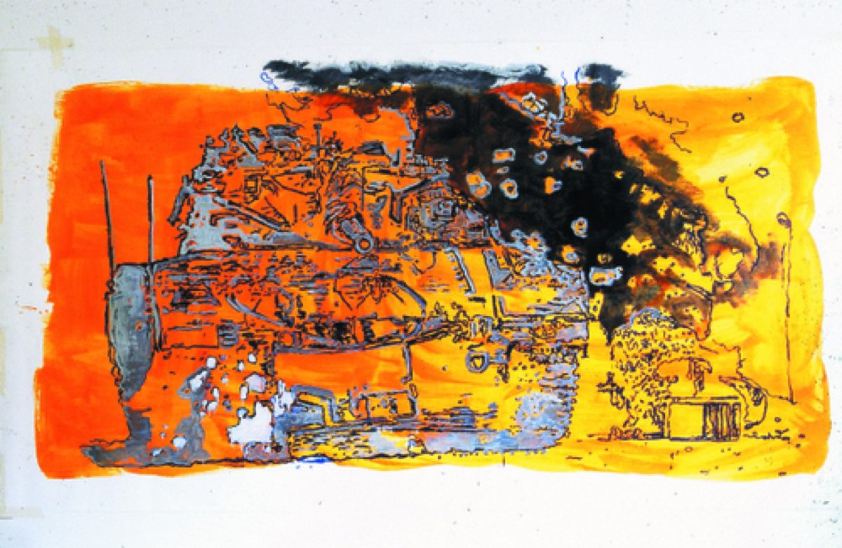 Tangerine Tank, Gloss on Paper, 2004, 153x243cm